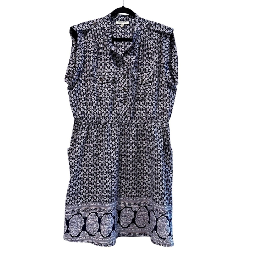 Speed Control New York Women 2X Blue Floral Sleeveless Button Front Shirt Dress‎